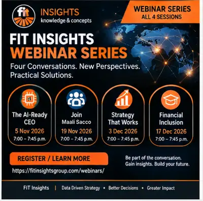 FIT Insights Webinar Series 2026 flyer: four sessions, 5 Nov to 17 Dec 2026, 7:00–7:45 p.m. EAT